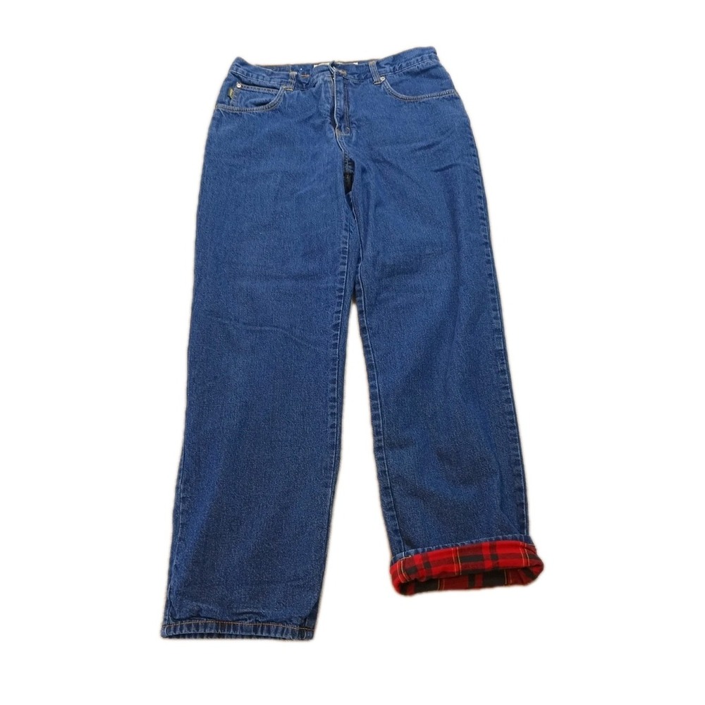 Cabela's Casual Flannel Lined Jeans Women Size 14 Regular 5 pocket.